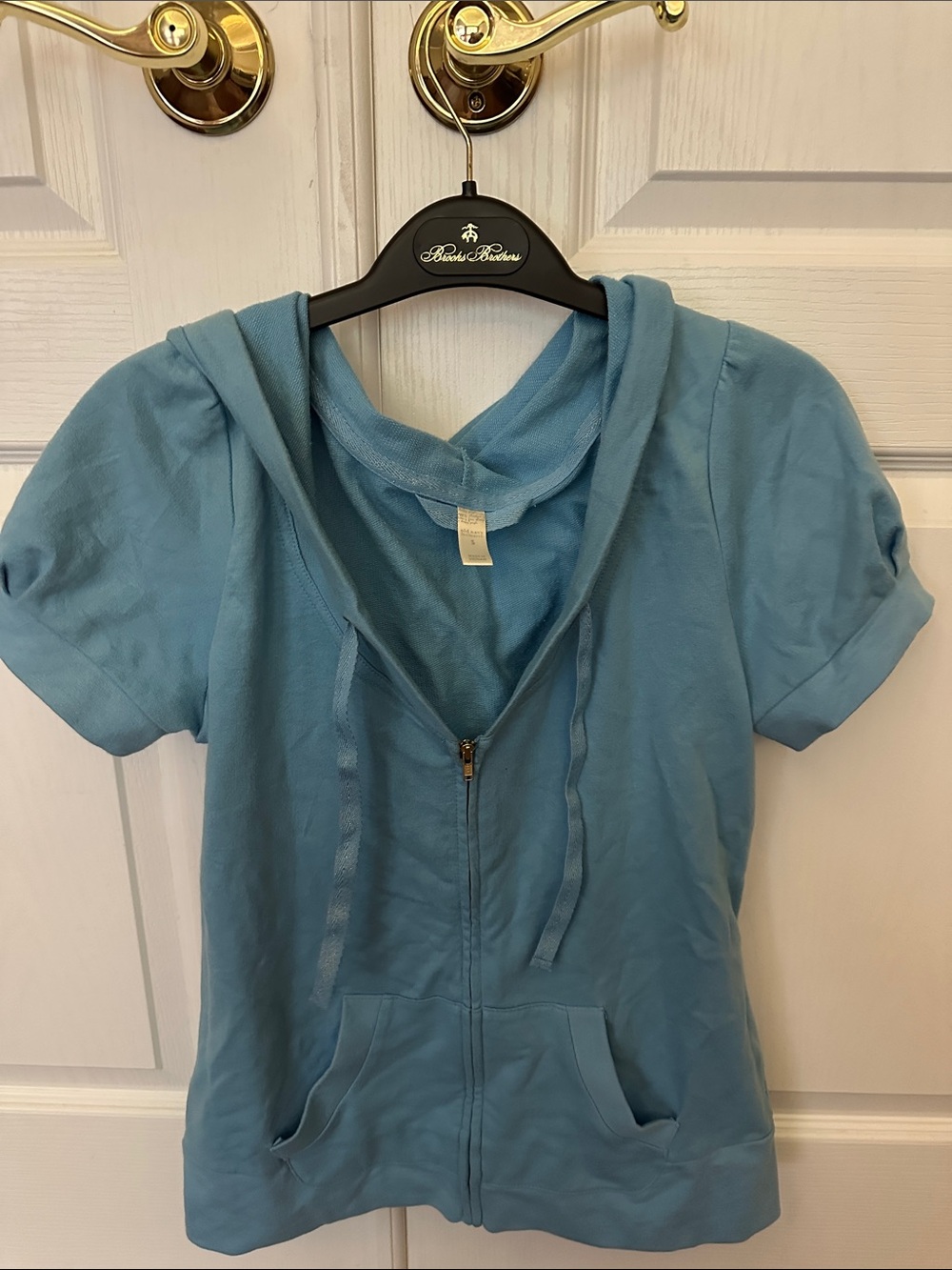 Old Navy Intimates Light Blue Short-Sleeve Zip Hoodie